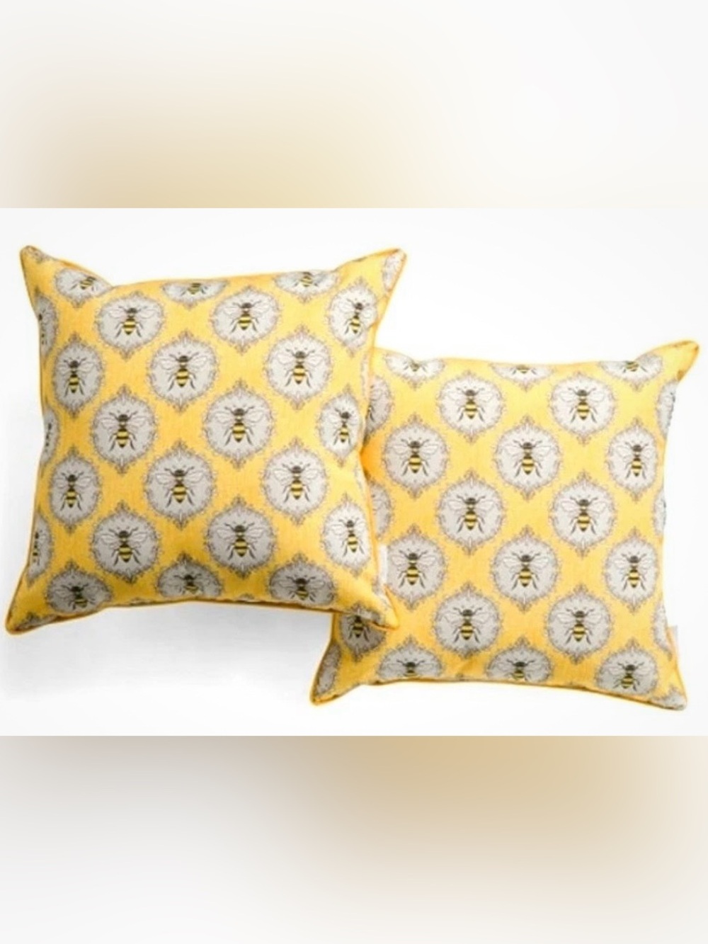 Rachel Ashwell QUEEN BEE Indoor Outdoor Throw Pillows 18x18 Set of 2 NWOT